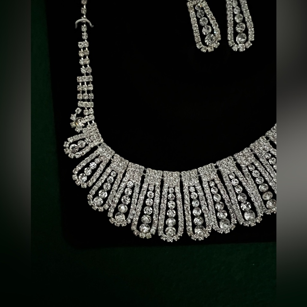 New Rhinestone Necklace with Matching Earrings